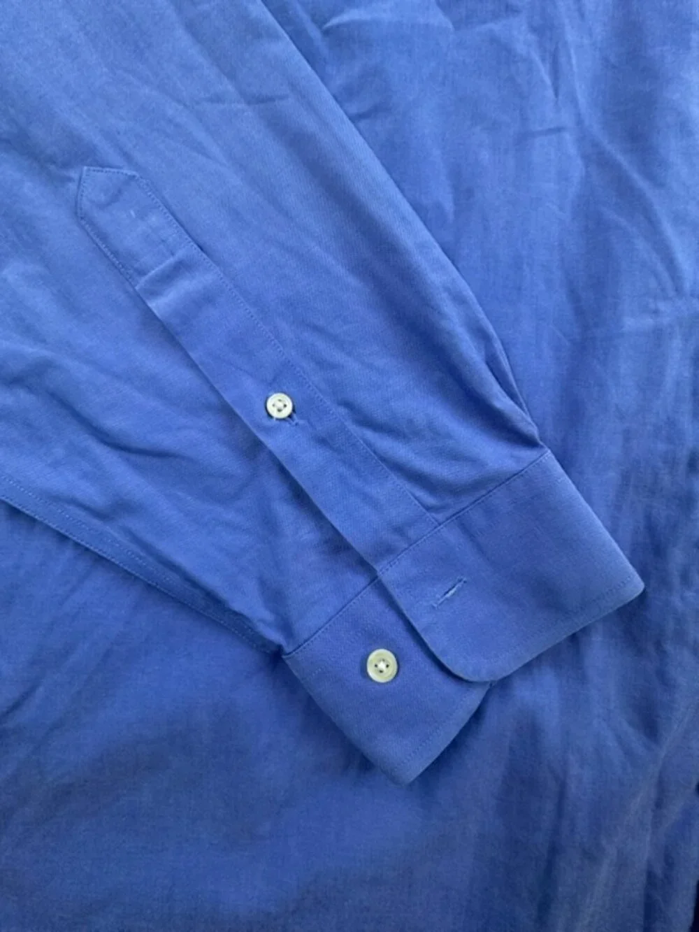 Brooks Brothers 17 4/5 Cotton Non-Iron Point Blue Mens Button Up Long Sleeve